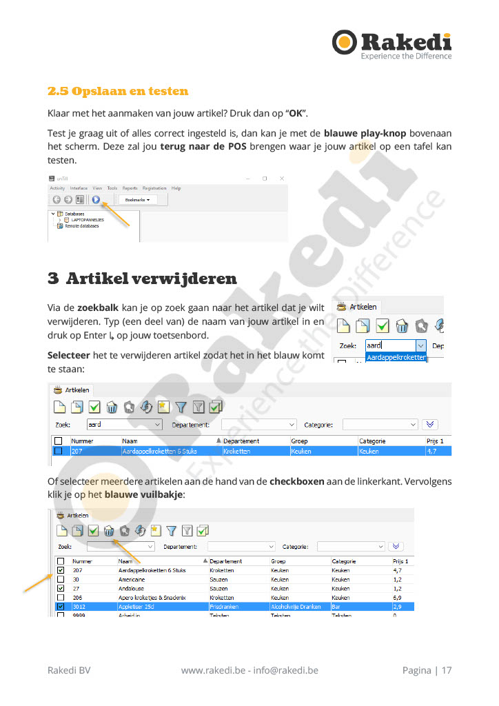 Artikelen beheren in RakediPOS