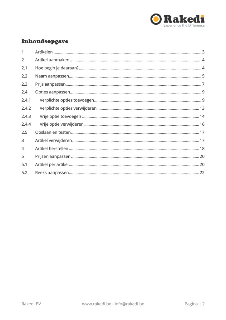 Artikelen beheren in RakediPOS