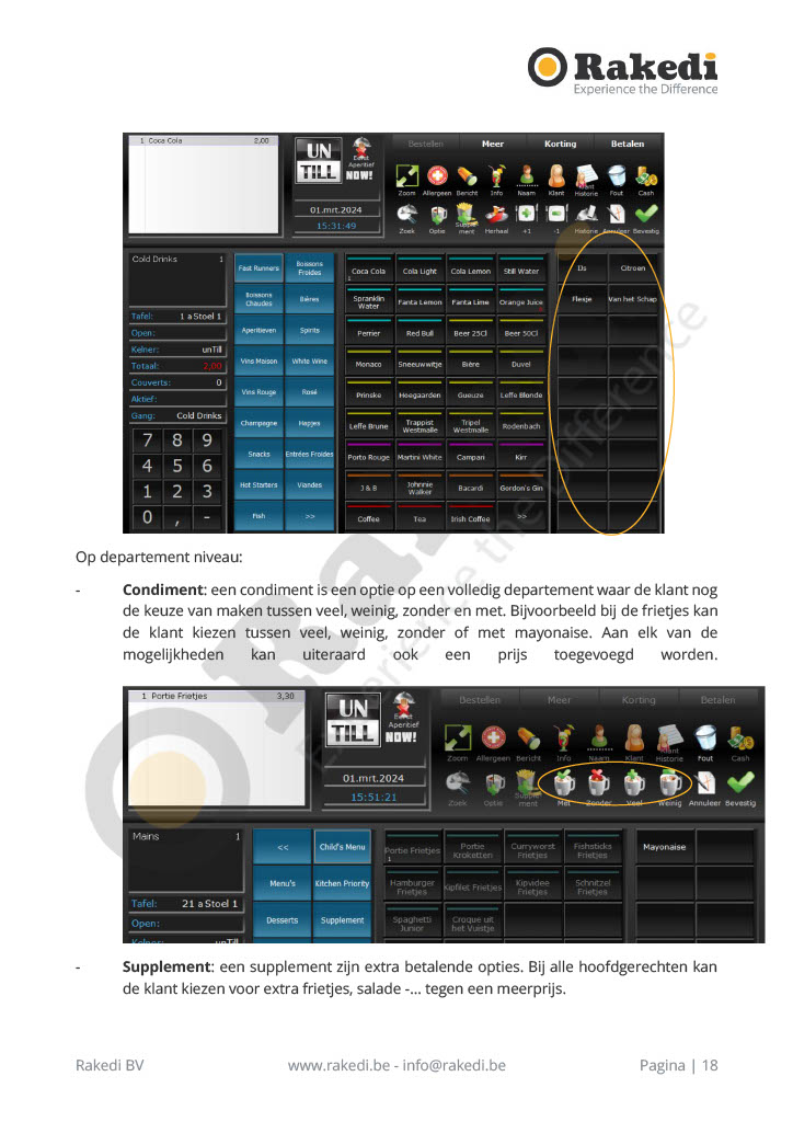Opties beheren in RakediPOS