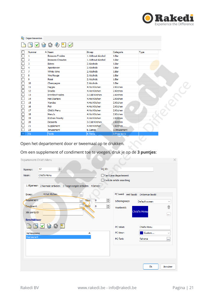 Opties beheren in RakediPOS