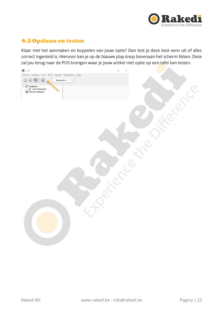 Opties beheren in RakediPOS